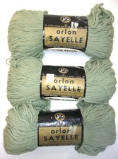 Lot 3  Vintage Orlon Sayelle Yarn, Worsted Weight, 4 oz,Lt Loden Same Dye Lot 