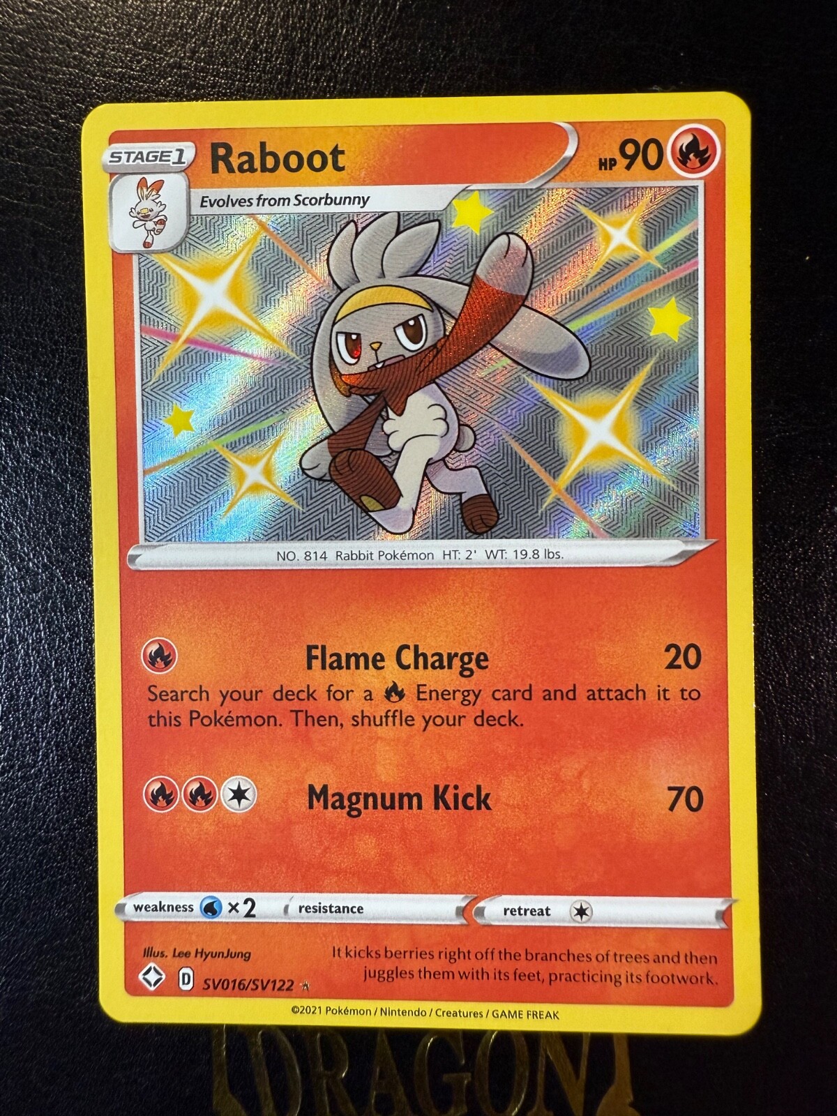 Raboot SV016/SV122 Shiny Holo NM Sword & Shield (Shining Fates) Pokemon Card