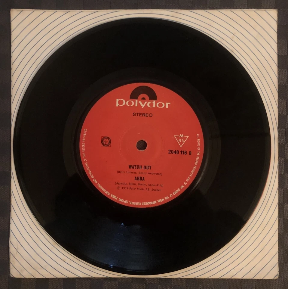 RARE HONG KONG 7" 45rpm ABBA Waterloo watch out Polydor 1974 NEAR MINT!!!!! - Image 3 of 3