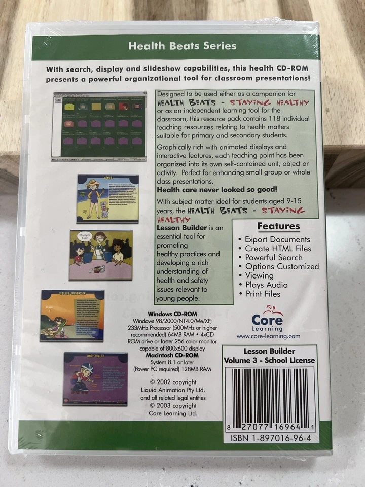 Staying Healthy Lesson Builder - Health Beats Series BRAND NEW SEALED CD ROM - Image 2 of 2