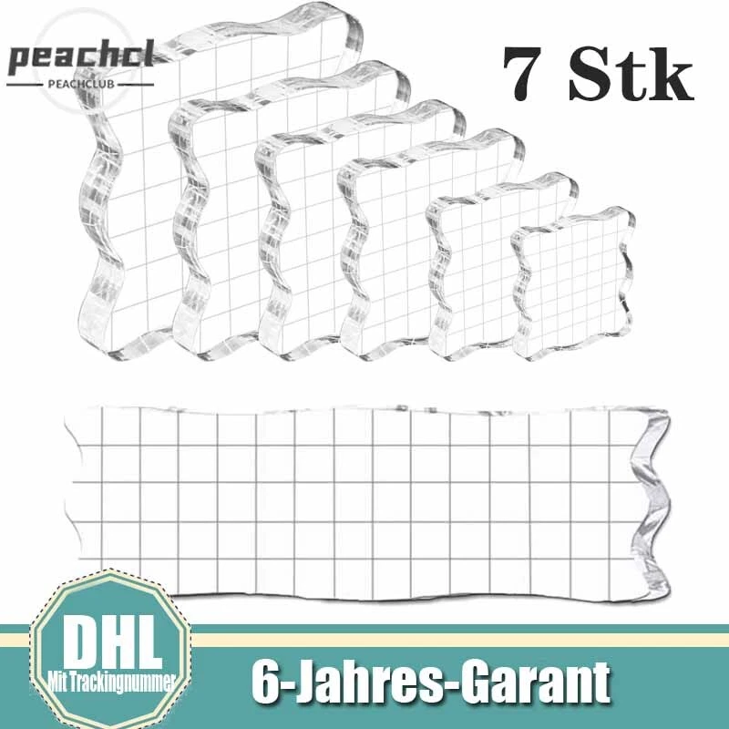 MARKENLOS Acrylblock Stempelblock Set 7 Stück docrafts für Clear Stamps Silikonstempel