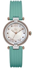 Guess Collection Silicone Turquoise Strap White MOP Dial Women's Watch Y18008L1