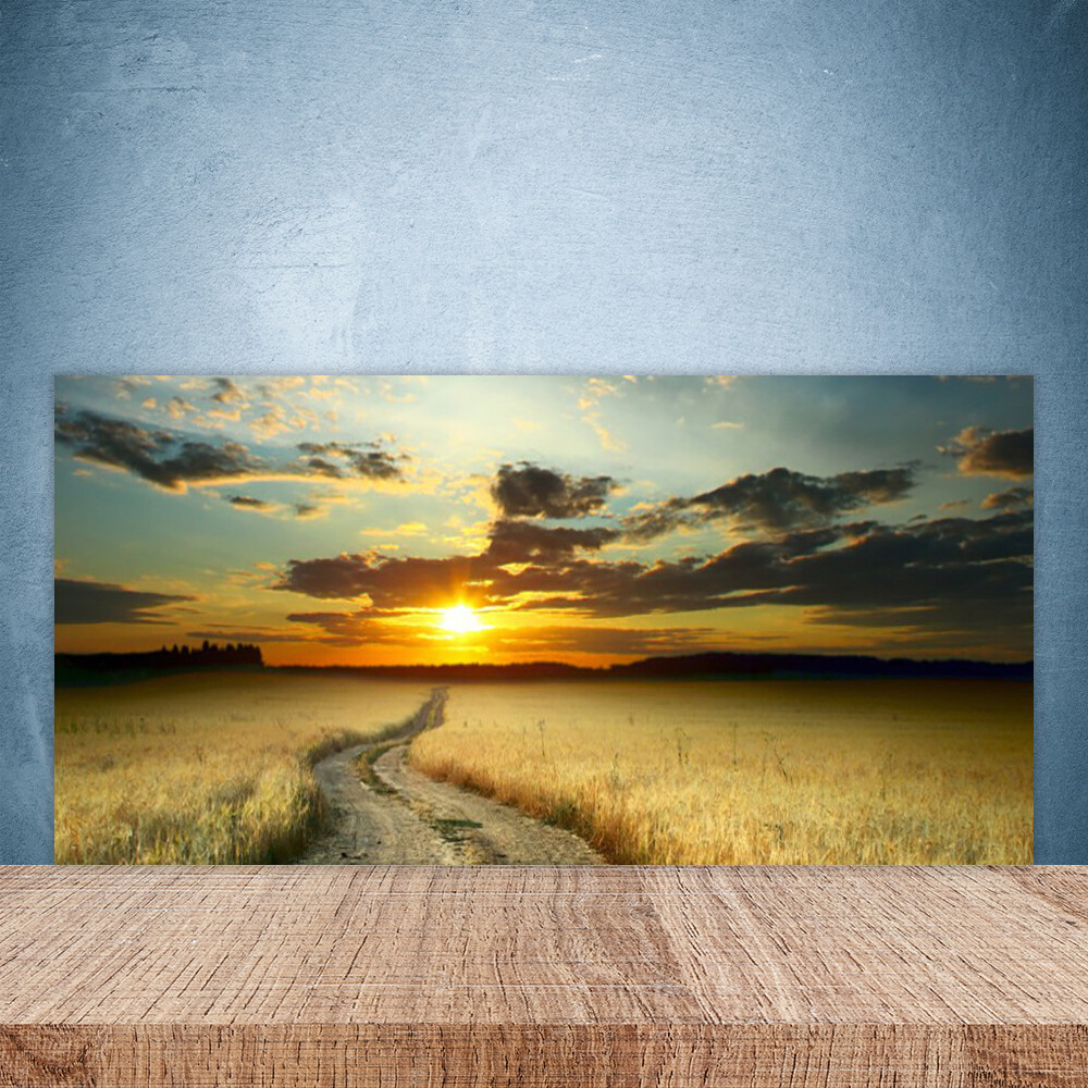 Crédence de cuisine en verre 100x50 cm motif paysage de prairie bucolique