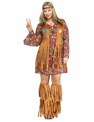 Peace and Love Hippie Groovy 60's 60s Adult Costume, Plus Size