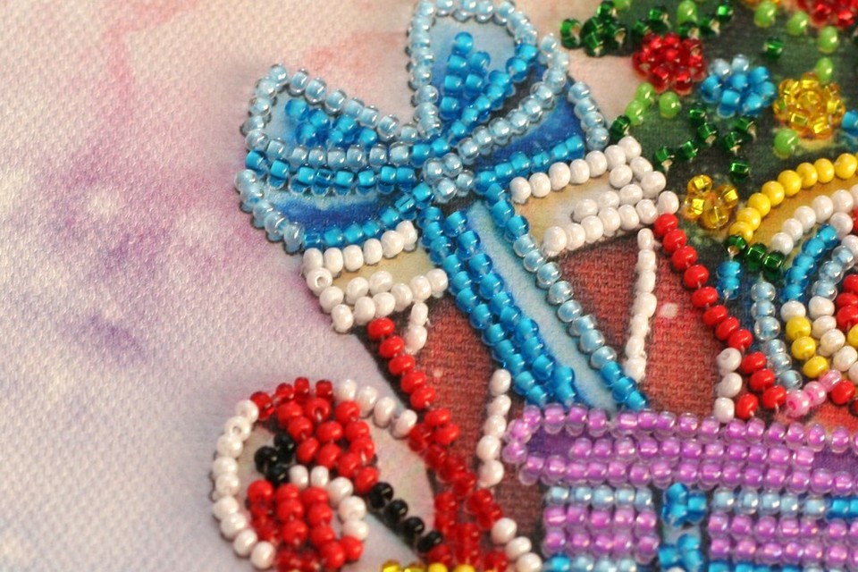 DIY Bead Embroidery Kit "Gift Machine" Beaded Stitching Needlepoint