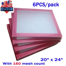 6 PACK 20" x 24" Aluminum Screen Printing Screens With 160 White Mesh Count