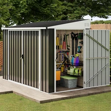 Sureaity 4x8 FT Heavy Duty Garden Metal Storage Shed outdoor Tool Sheds Storage