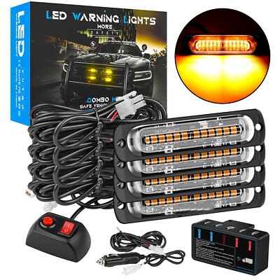 4X 12 LED Auto Frontblitzer Blitzlicht Warnleuchte LKW Strobe Licht 12V DRL