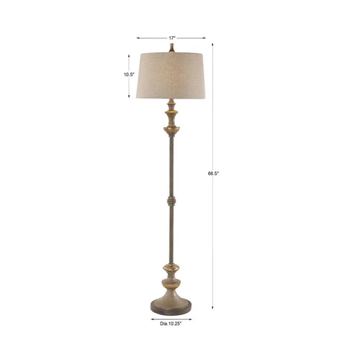 Uttermost Vetralla Steel Resin and Fabric Floor Lamp in Silver and Bronze - Picture 5 of 5