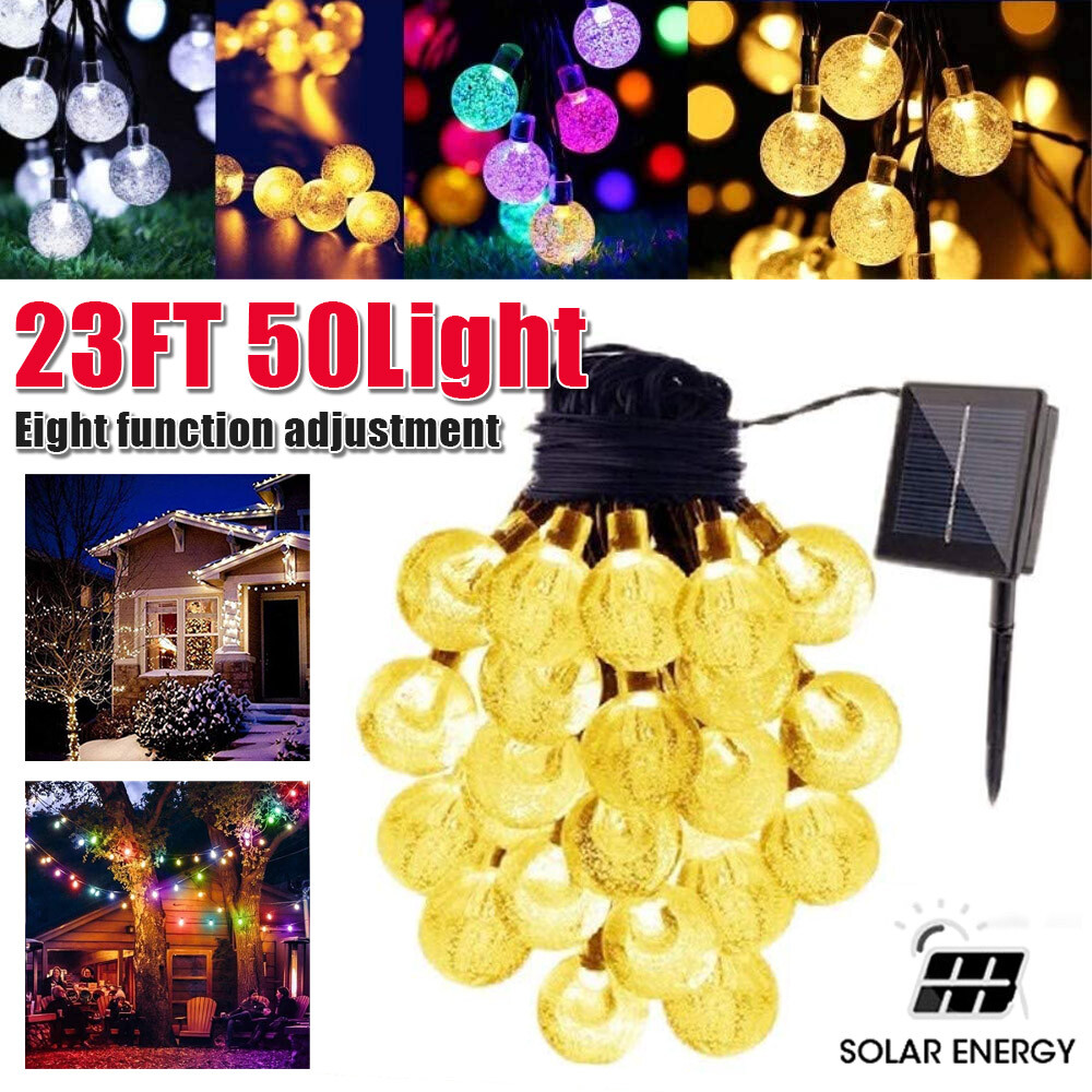 50 LED Solar Fairy Lights Garden Outdoor Party Christmas Lamp String Lights