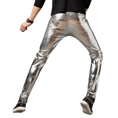 Herren Glanz Kunstleder Hose Stretch Wetlook Leggings Skinny Hose Slim Fit - Bild 12 von 19