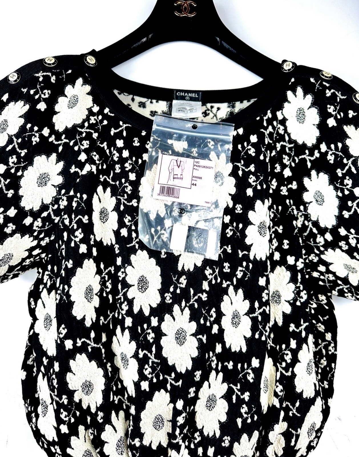 4K Chanel 2014 Black Floral Printed Sweater Top 40 42 44 8 10 12 Shirt 14c M L thumbnail 22