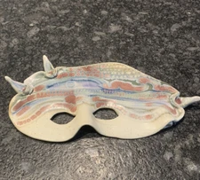 Pottery Handpainted Face Wall Mask 12” In Length By 6 1/2” Wide Beautiful