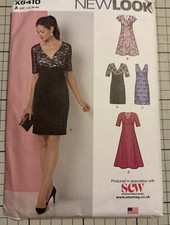 New Look Dress Sewing Pattern Woven Fabric Sizes 10 - 22 Lace Overlay Op Uncut
