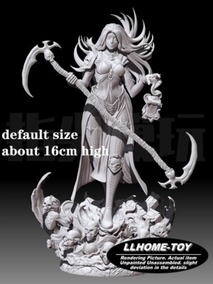 Game Hot Necromancer female hot stand sickle Resin 3D Print GK Kit Figure DIY