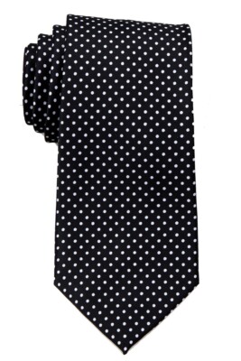 Men's Black and White Dot Necktie Schools Business Formal  - NWT