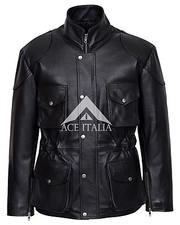 Classic Police Men's BLACK ANILINE Cowhide Real Leather Zip Jacket