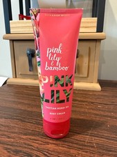 Bath  Body Works Pink Lily  Bamboo Body Cream 8 oz Tahitian Monoi Oil