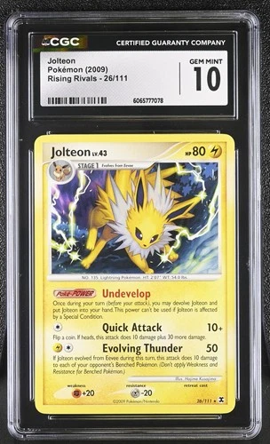 CGC 10 Jolteon 26/111 Rare Rising Rivals Pokémon Card