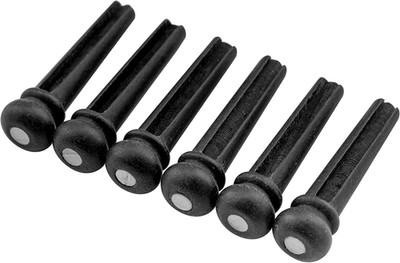 Pro Slotted Ebony Acoustic Guitar Bridge Pins, Black with 3Mm White Pearl Shell