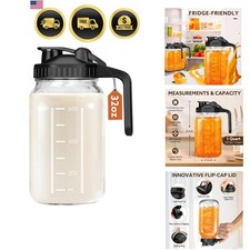 Breast Milk Pitcher, 32 OZ Mason Jar Pitcher with Lid Double Leak Proof,1 Qua...