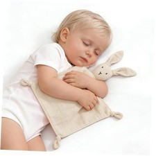 Bunny Lovey Muslin Cotton Baby Security Blanket Soft Breathable Lovies Khaki