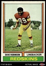 1974 Topps #313 Dave Robinson Redskins HOF Penn St 3 - VG