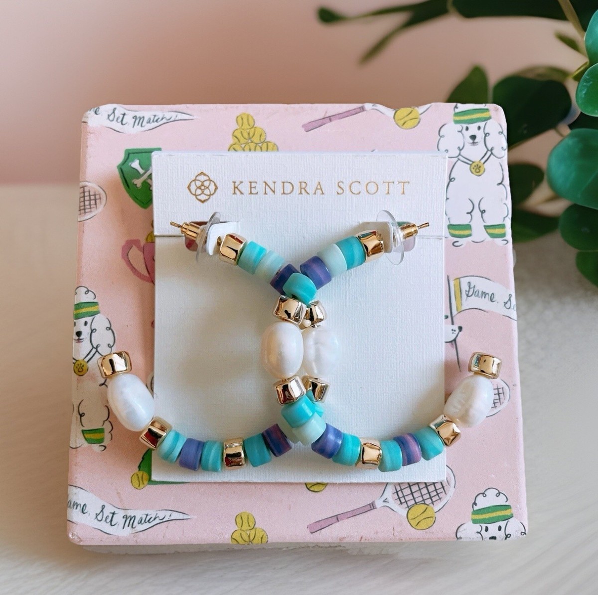 Kendra Scott Rachel Baroque Pearl Variegated Cord Hoop Earrings