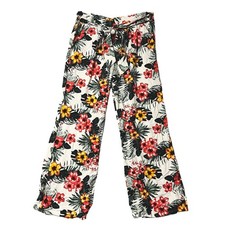 Guess Pants Medium 30x29 Floral Rayon Wide Leg Paperbag Tie Belt Silky Rayon