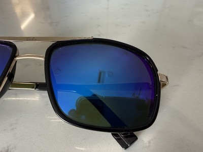 Ray-Ban RB4413 58-14-135 Sunglasses Black & Gold Square Blue