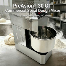 110V Commercial Spiral Dough Mixer 30QT Electric Dough Flour Mixer Dough Blender