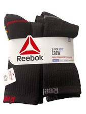 Reebok Performance Training Crew Cut Socks Shoe Sz M 8.5-2 Boys 5 Pairs School