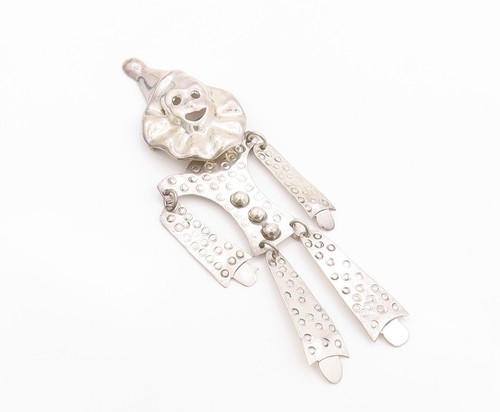 925 Sterling Silver Vintage Brooch Pin MEXICO Large Dancing Clown BP11564 - 第 2/7 張圖片