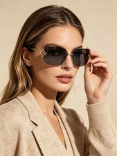 Louis Vuitton Z3457U Gold Rimless Sunglasses Black Lens 61-14-130
