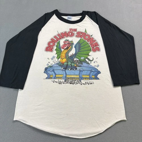 The Rolling Stones Tour Dragon Raglan T Shirt X 1980s vintage concert t-shirt, vintage, size XL, single stitch, B+ condition