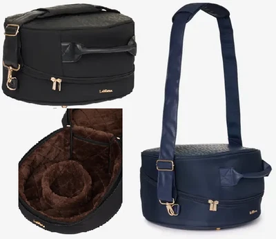 LeMieux Luxe Hutschachtel Fell gefüttert Schutz Trage Helm Aufbewahrung Reise schwarz AW24 - Bild 1 von 4