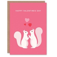 Cute Squirrel Couple With Love Heart Balloons Valentine's Day Card