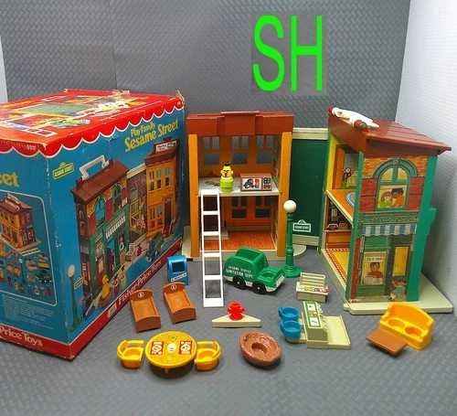 Vintage 1974 Fisher Price Play Family Sesame Street Playset Furniture Box #938
