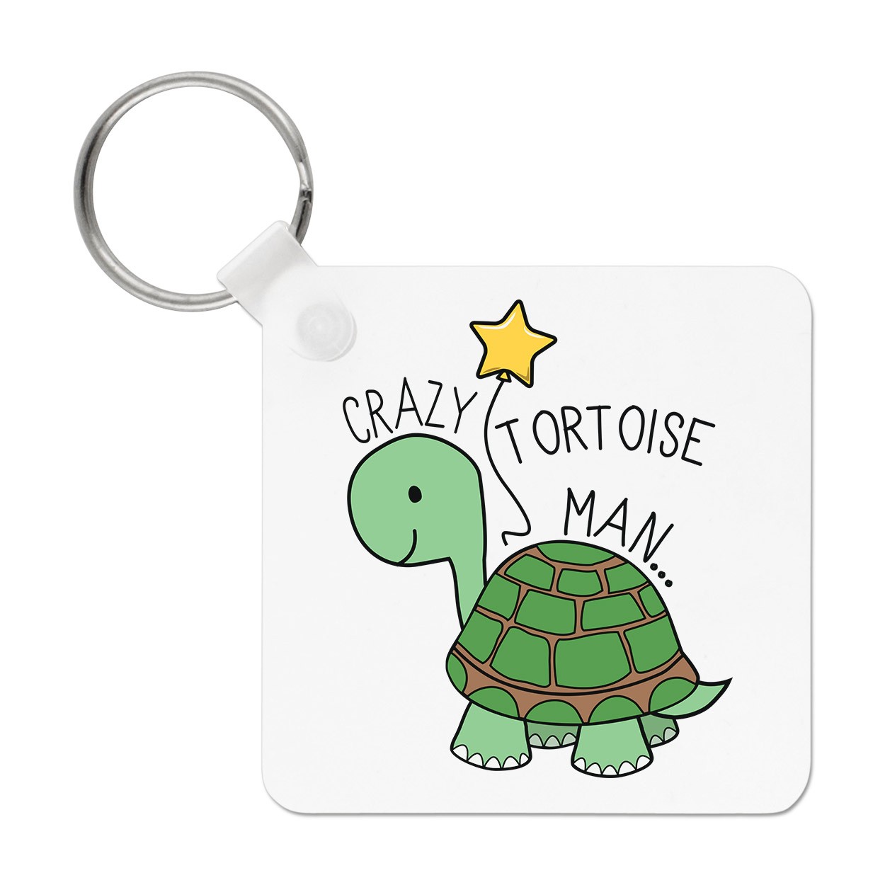Crazy Tortoise Man Keyring Key Chain Animal Joke Pet Dad Fathers Day Funny