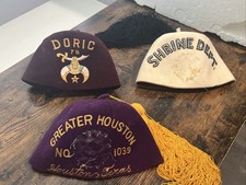 Vintage Embroidered Shriners Fez Hats Lot of 3 IMCOMPLETE AS IS