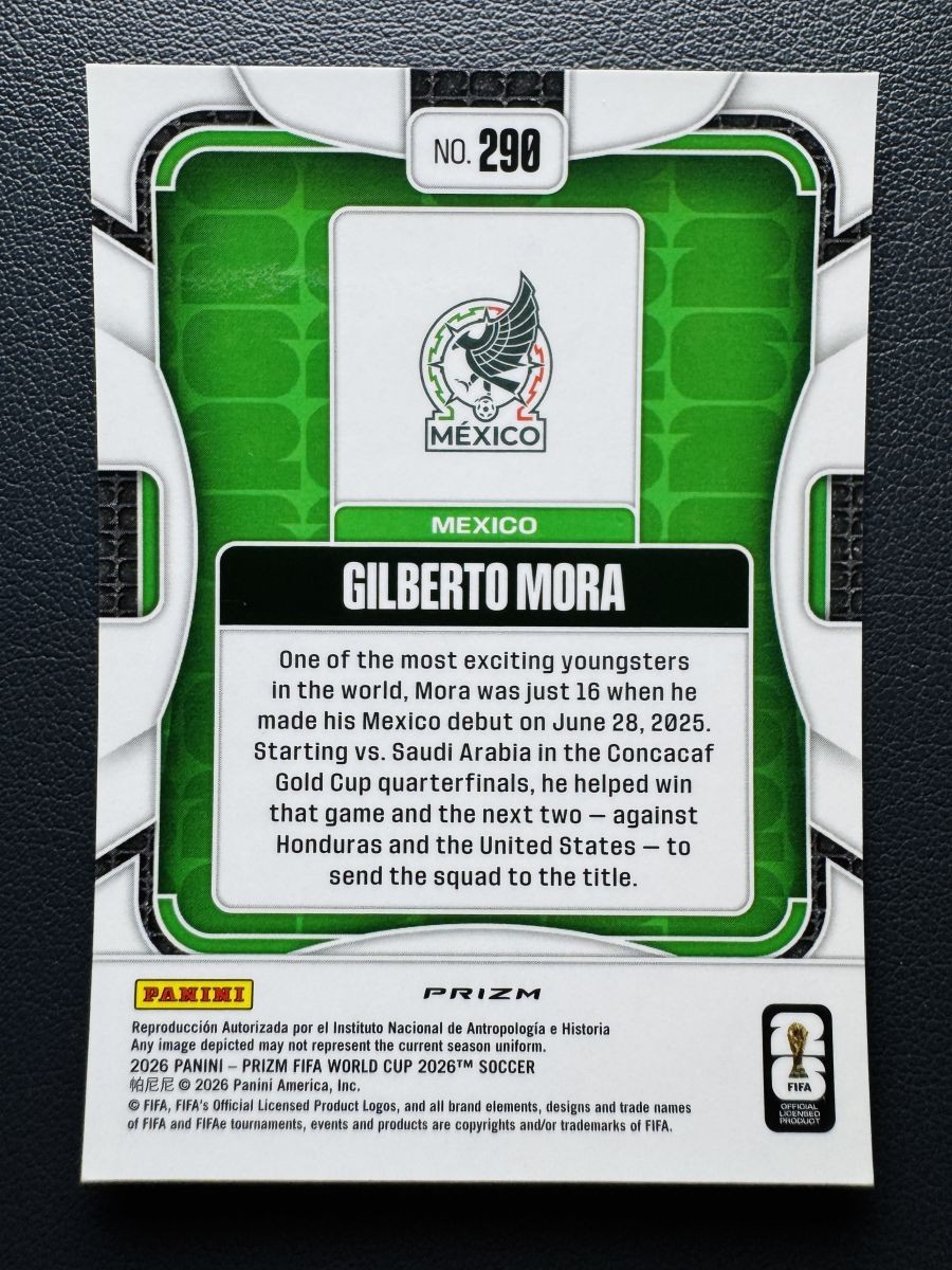 2026 Panini Prizm World Cup Gilberto Mora #290 RC Rookie Celestial Lattice SSP 2 view 2