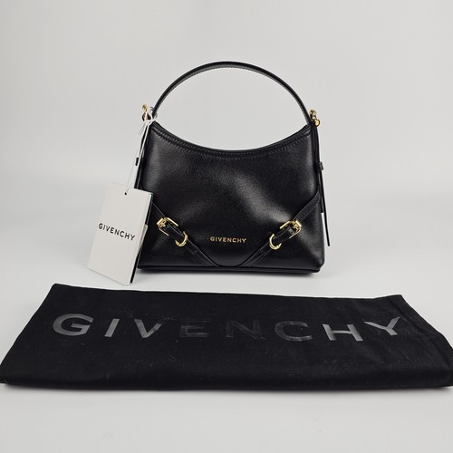 GIVENCHY Nano Voyou Black Polished Leather Shoulder Bag New And Authentic
