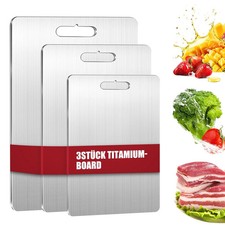 Set 3 Tagliere in Titanio Doppia Faccia Food Grade S316 Acciaio Inox