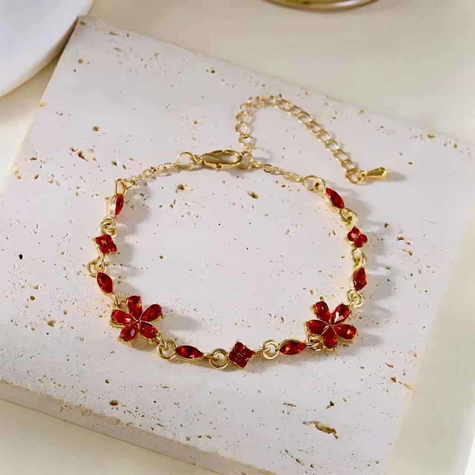 Blumen Armband Gold – Zirkonia, verstellbar 16–21 cm, Damen Geschenk - Bild 2 von 4