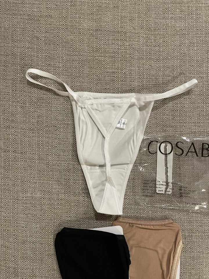 Paquete de 3 bragas Cosabella Talco tanga para mujer talla S blanca negra arena EE. UU. Foto 3 de 4