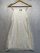 Ultra Flirt White Crochet Sleeveless Mini Sundress Sz L Lined Festival Boho