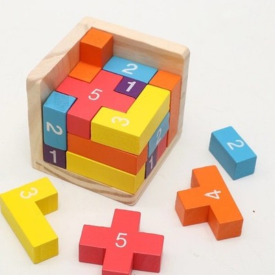 Bunte Holz Puzzle Würfel Luban Lock Denkspiel