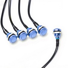 5 PCS Metal Push Button Switch Momentary SPST 1NO 2A 36V AC/DC 10 mm Blue