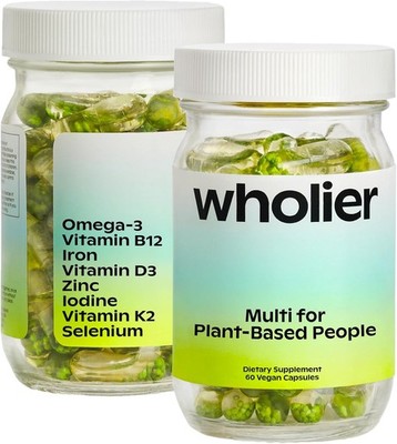 wholier Multi for Plant Based People,Multivitamin for Men&Women,Omega 3 DHA + EP