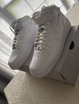 Nike Air Force 1 Mid Top White Men's Sneakers Lace-Up Ankle Strap